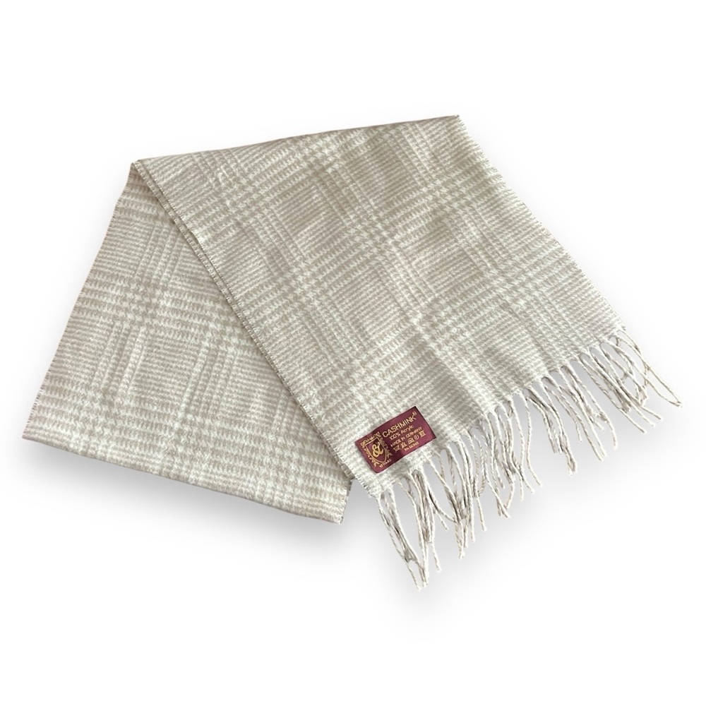 Vintage V. Fraas Cashmink Houndstooth Fringe Scarf
